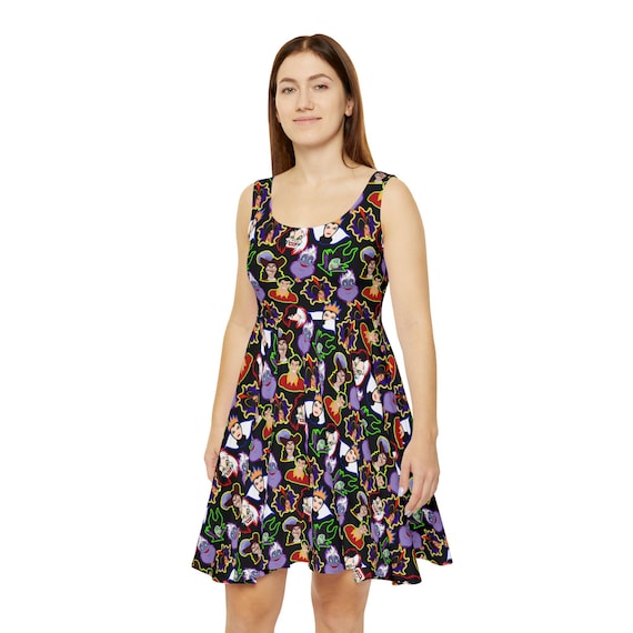 maleficent skater dress Disney Villains Skater Dress – Maleficent, Ursula & Evil Queen Print, Dark  Fairycore Disneybound Outfit, Gothic Fandom Dress