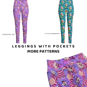 Women's Disney Leggings, Side Pocket, All Over Print