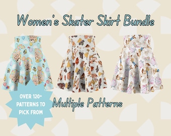 Disney 3 Pack Skater Skirt Bundle | Custom Women’s Skirt Set | Choose Your Own Patterns | Stretchy Lightweight A-Line Skirts