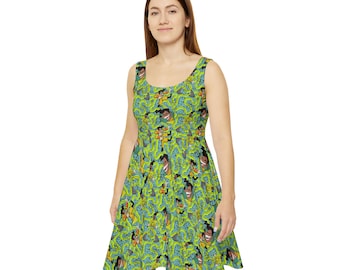 flowy swim dress Toddler Girl Floral Drawstring Flowy Spliced Mesh Swim Dress with Tria