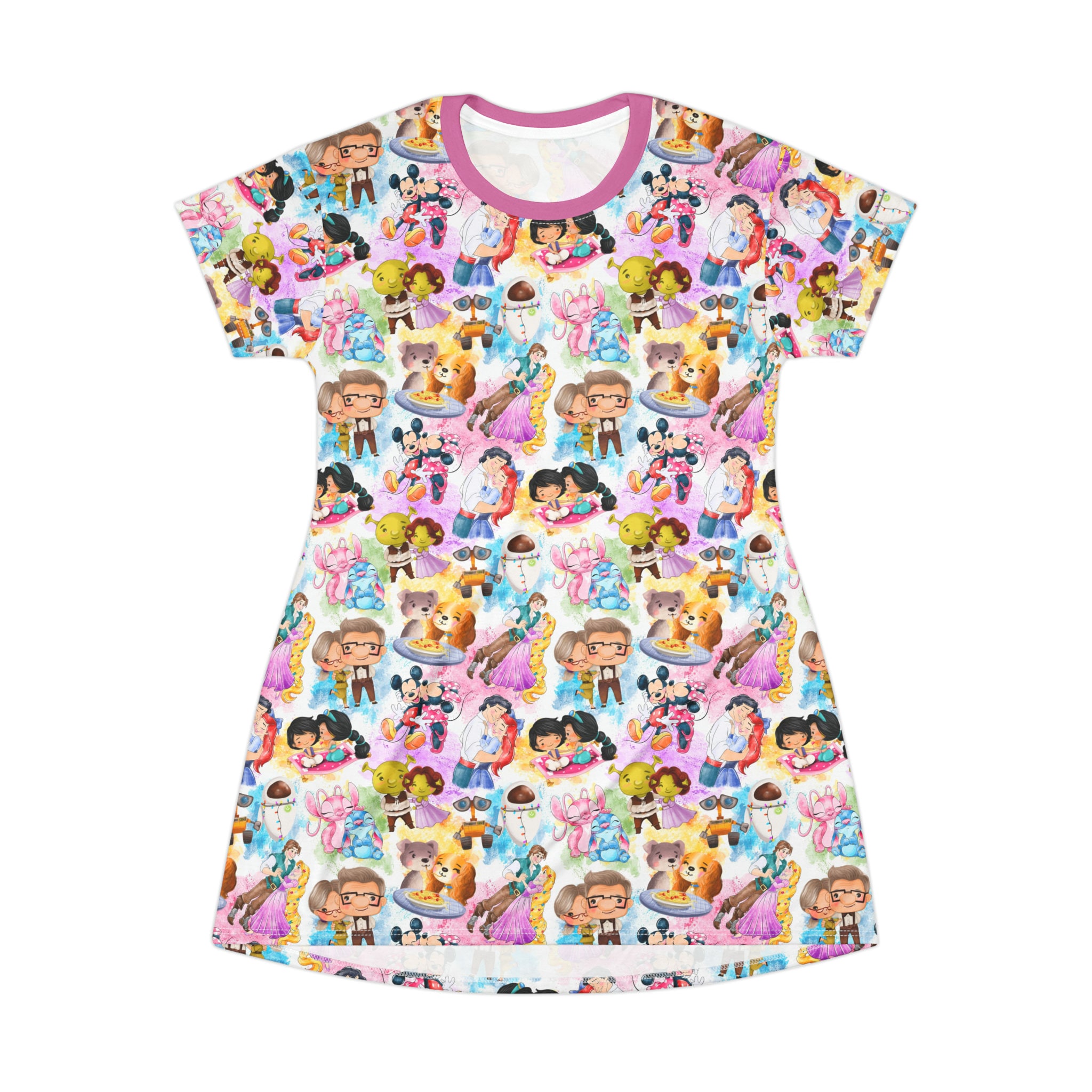 Disney Couples Disney T-Shirt Dress, Cartoon Women's T-Shirt Dress