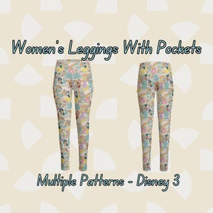 Disney Women's Leggings, Side Pocket, All Over Print