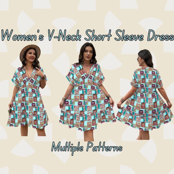 womens casual summer dresses with sleeves Dress for Women – Raassio PreM_sale_60 a multi Color:customized color Easowa Fashionable Casual V-Neck