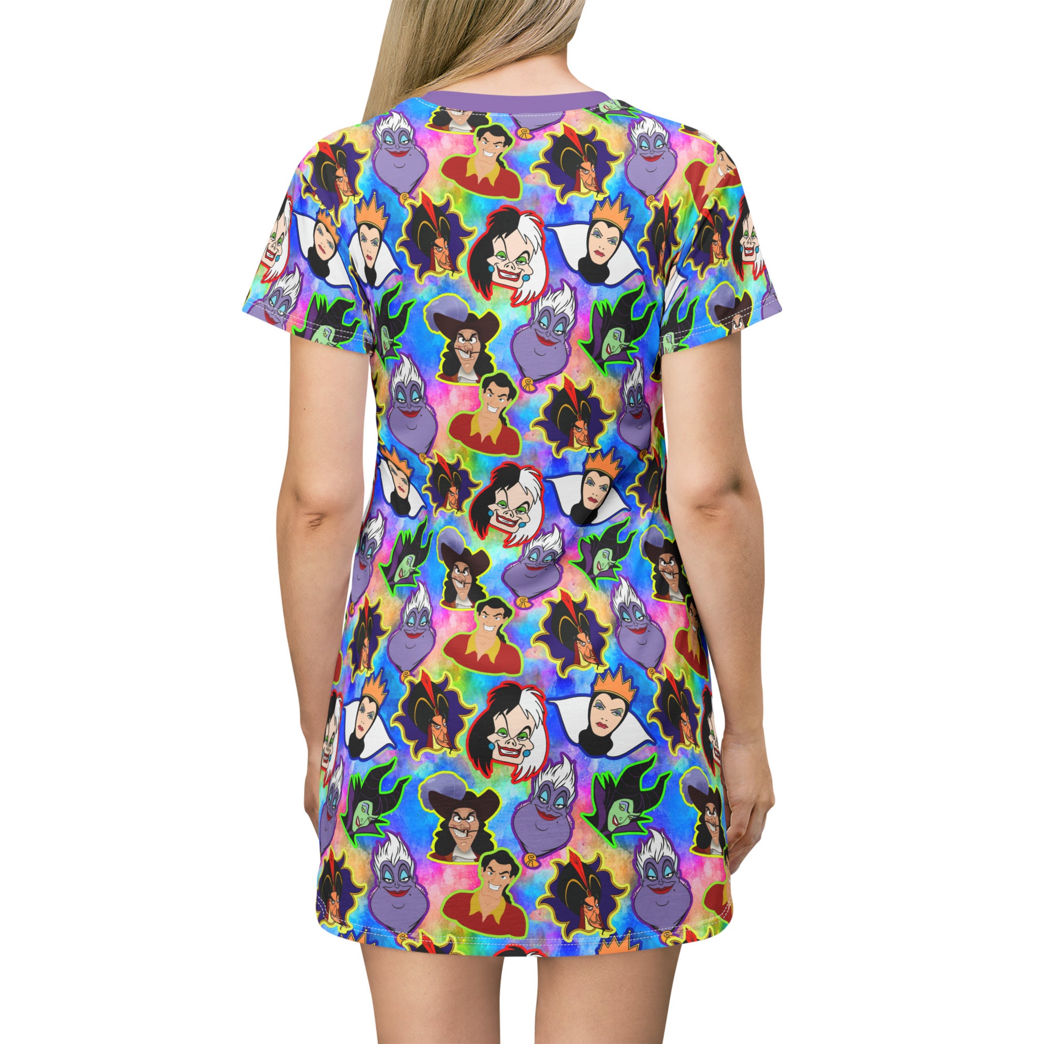 Villain's Disney T-Shirt Dress, Cartoon Women's T-Shirt Dress