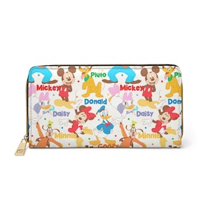 Portefeuille à fermeture éclair Mickey et ses amis