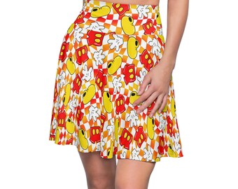 Mickey Mouse Women's Skater Skirt, Iconic Mickey Skater Skirt | Classic Mickey Mouse Polka Dot Outfit