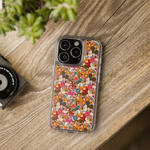 Fundas transparentes para teléfono con diseño floral de Mickey y sus amigos