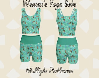 Disney 2 Piece Yoga Set for Women – High Waist Leggings & Stretchy Top, Athleisure Workout Outfit
