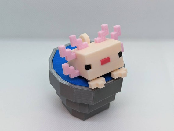 Mine Craft 3D Pink Axolotl Puzzles Figurine Cake Topper Kids Room Desk  Decor