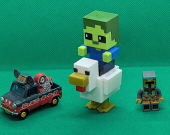 Minecraft Chicken Jockey - Zombie Kid (2 Inch Tall) and