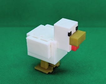 Minecraft-inspired Chicken Toy 2.25 inch tall, moveable articulating wings