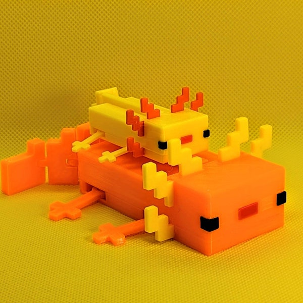 Minecraft Axolotl Toy 6 inch long, moveable legs and tail, articulating, flexi figure, playable toy