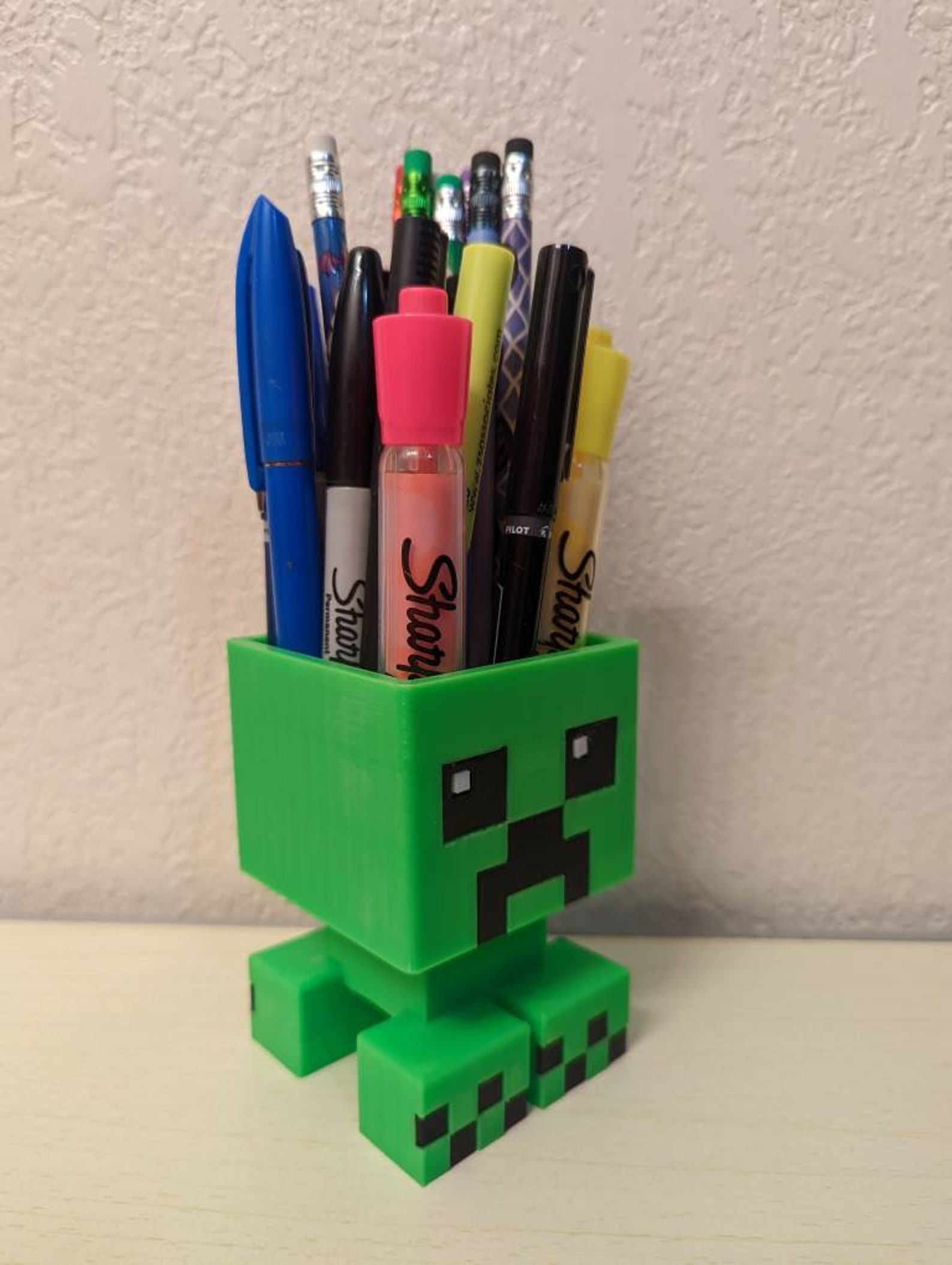 Minecraft Creeper Pencil Holder 4 inch tall chibi cute style Etsy