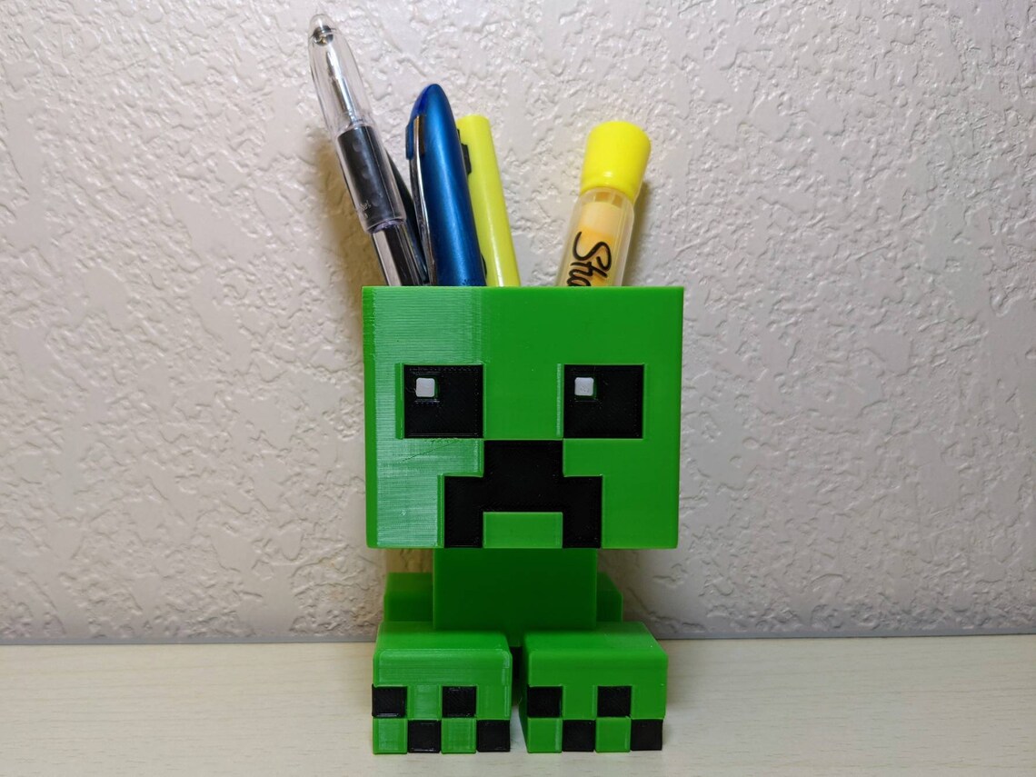 Minecraft Creeper Pencil Holder 4 inch tall chibi cute style Etsy