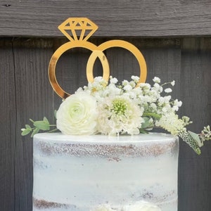 Decorazione per torta nuziale • Ciondolo per torta nuziale minimalista • Ciondolo per torta per festa di fidanzamento • Decorazione per torta nuziale • Decorazione per torta per fedi nuziali