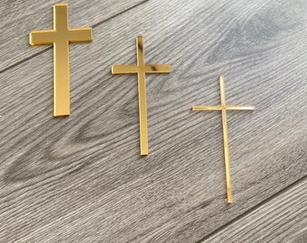 Cross cake charm for baptism, christening, Communion, Cross acrylic cake charm, religious occasion