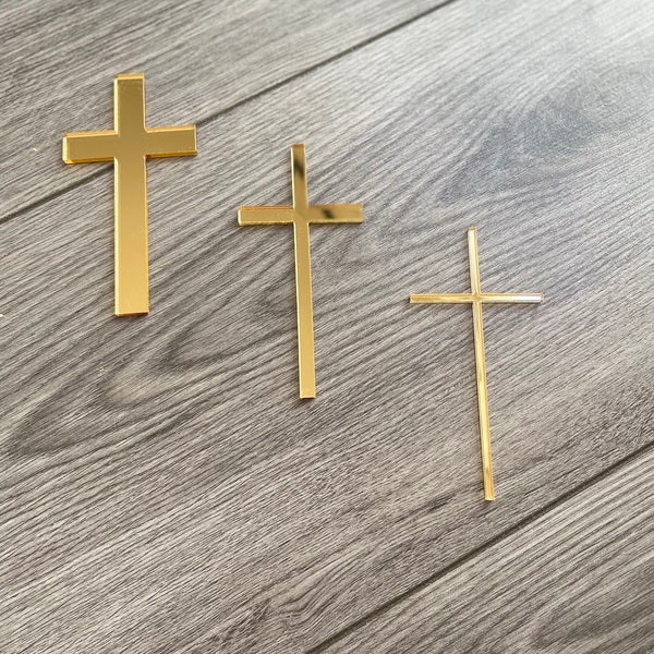 Kreuz Torten Charm für Taufe, Taufe, Kommunion, Kreuz Acryl Kuchen Charm, religiöser Anlass