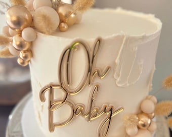 Adorno acrílico para tarta "Oh Baby" / Adorno para tarta de baby shower / Adorno acrílico para tarta "Oh Baby"