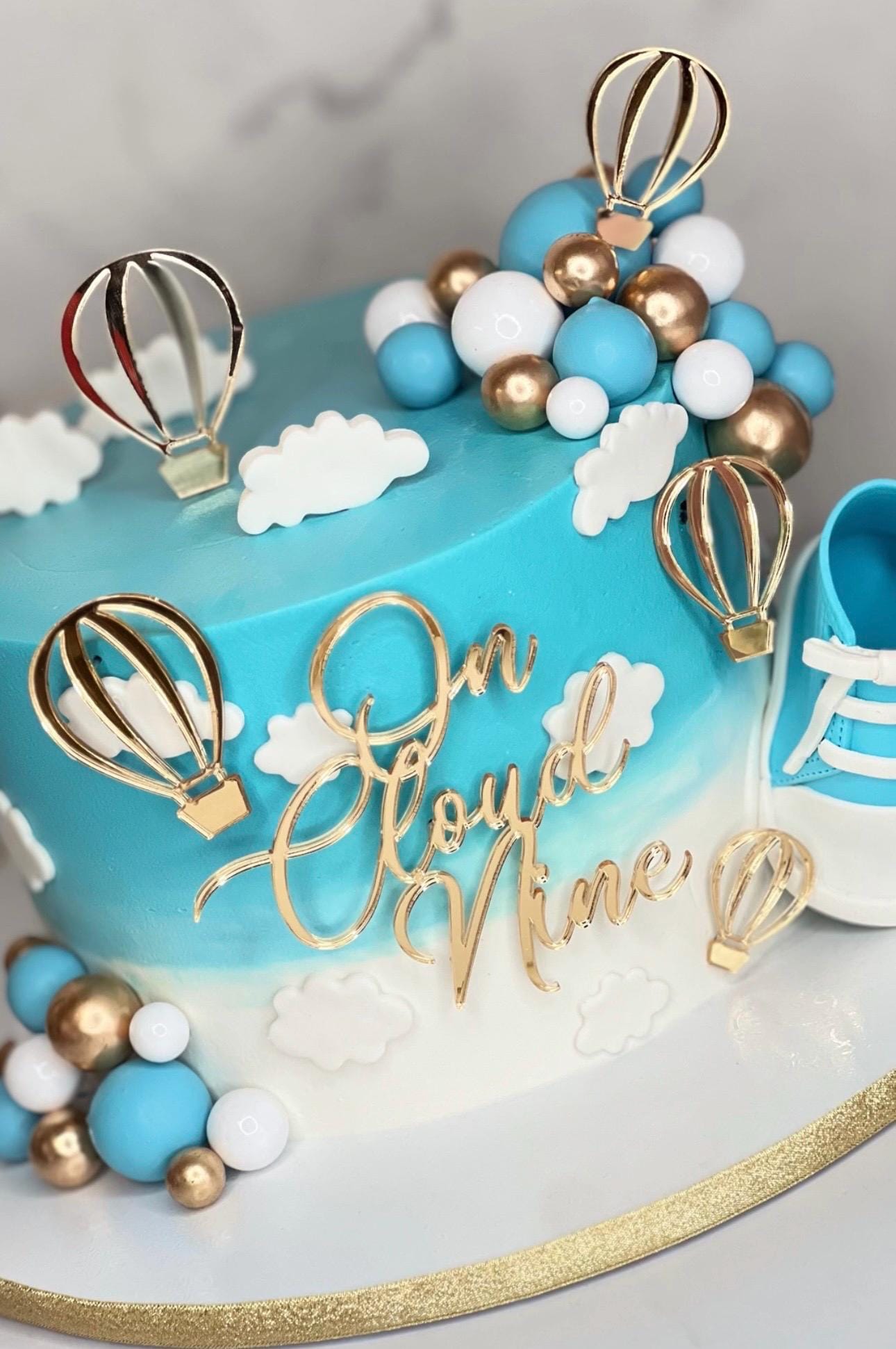 Decoración Revelación Genero Bebe Decoración Para Tarta De Primer Cumpleaños  - Figuras 3D De Globos Y Nubes, Tema Azul Bebé, Pack De 12 Piezas Figuras  Globos Nubes 3D, image size:1290x1941