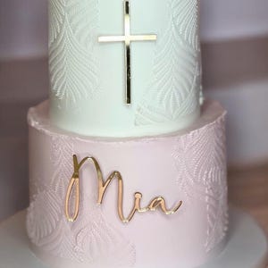 Cross cake charm for baptism, christening, Communion, Cross acrylic cake charm, religious occasion, personalized baptism decor