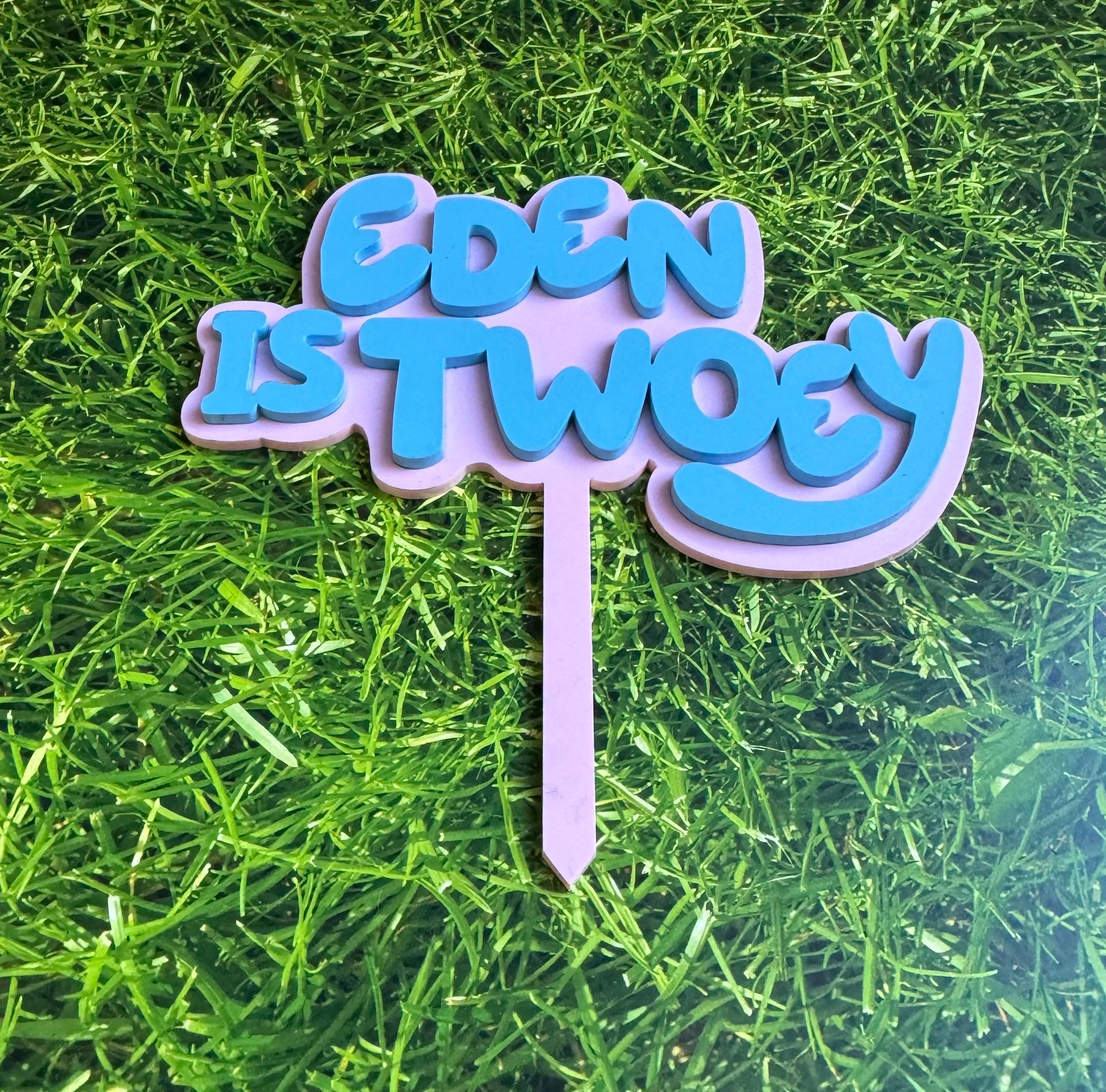 Bluey Inspired personalized cake charm