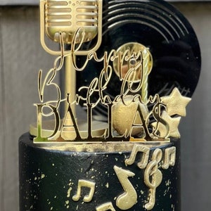 Happy birthday cake topper • Personalized Cake Topper • Acrylic cake topper • Vinyl record cake topper • Music cake topper