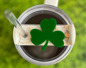 Adorno para vaso Stanley con trébol personalizado del Día de San Patricio