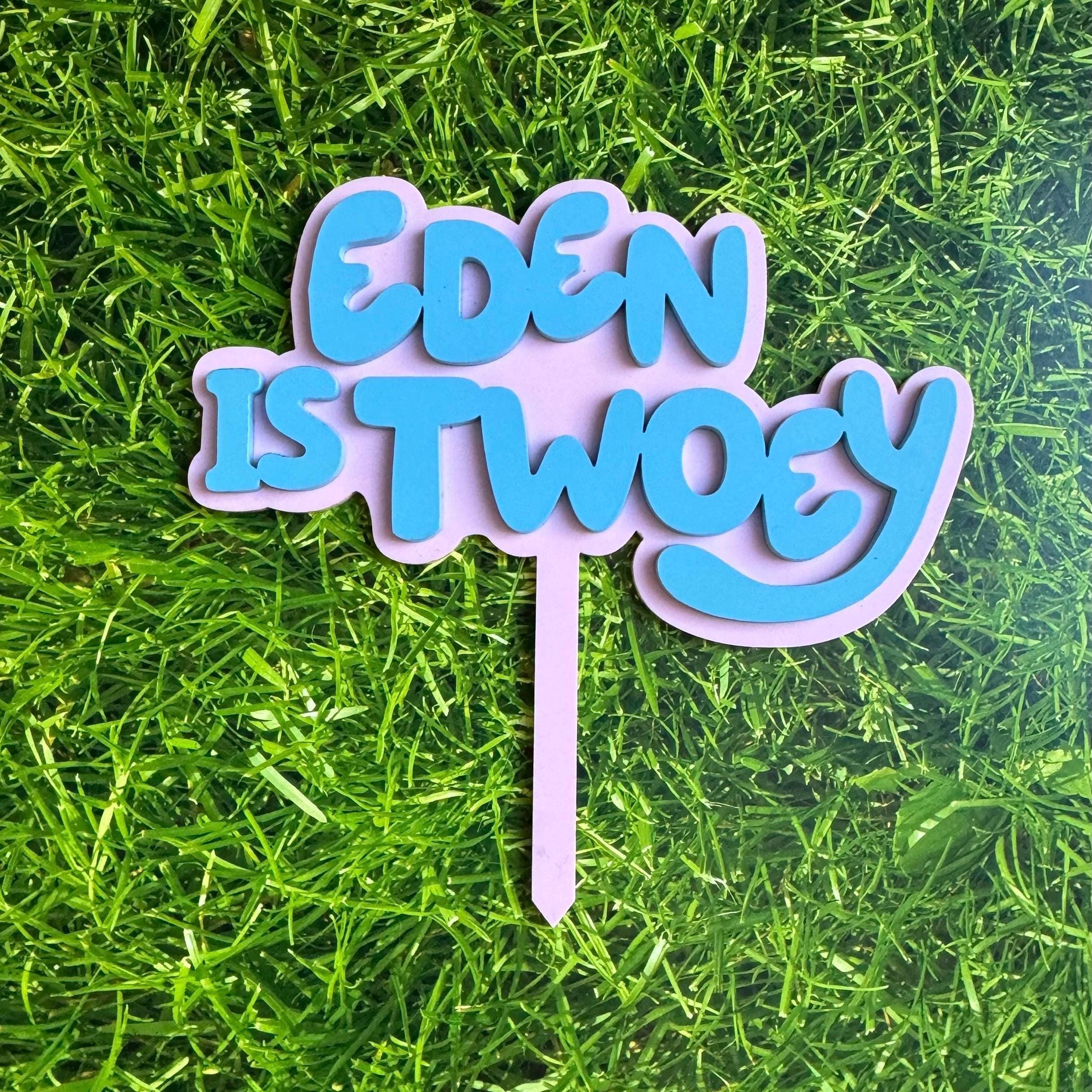 Bluey Inspired personalized cake charm