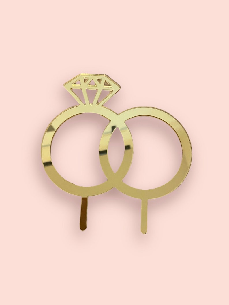 Two Ring Topper Wedding Cake Topper • Minimalist Wedding Cake Charm • Engagement Party ...