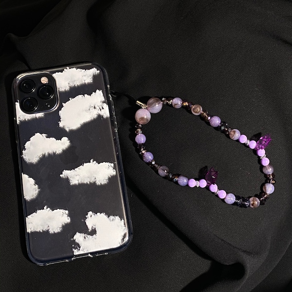 purple beaded phone charm accessory