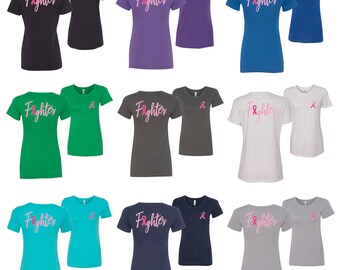 Fighter breast cancer survivor breast cancer awareness graphic front&back womens t-shirts fit