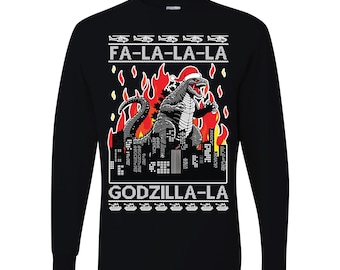 Fa la la la Godzilla la Drôle de Noël laid T-shirt graphique