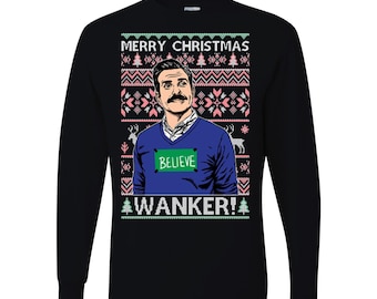 T-shirt manches longues Joyeux Noël, branleur et croyant