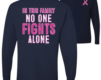 In this family no one fights alone breast cancer awareness front&back mens long sleeves