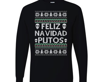 Feliz Navidad Putos Noël laid à manches longues