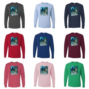 Wolf pack animal lover wolf howling at the full moon mens long sleeves