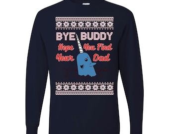 Ugly Christmas Sweater Narwhal Hope You Find Your DadMens Long Sleeves