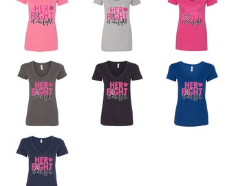 Fighter breast cancer survivor breast cancer awareness graphic womens v neck