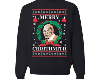 Ugly Christmas Sweater Mike Tyson Ugly Christmas Sweater Unisex Crewneck Sweatert Mens Crew Neck