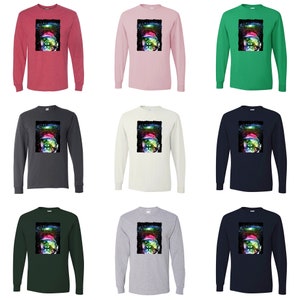 Astronaut lunar cat trippy neon space cat lover graphic mens long sleeves