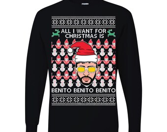 Tout ce que je veux pour Noël, c'est les manches longues Benito Benito Ugly Christmas