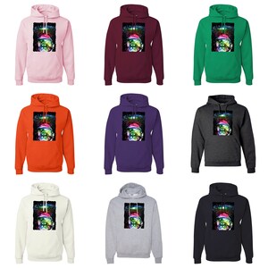 Astronaut lunar cat trippy neon space cat lover graphic mens hoodies