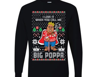 T-shirt graphique de Noël laid I love it quand tu m'appelles Big Poppa