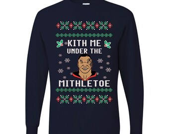 Ugly Christmas Kith Me Under The Mithletoe Tyson Lips Mens Long Sleeves