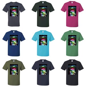 Astronaut lunar cat trippy neon space cat lover graphic mens t-shirts