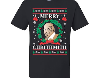 Ugly Christmas Sweater Mike Tyson Ugly Christmas Sweater Unisex Crewneck SweatertMens T-shirts