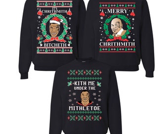 Ugly Christmas Mike Tyson Ugly Christmas Sweater Unisex Crewneck Sweater Mens Crewneck