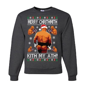 Pull Noel Humour Pull De Noël Humoristique Mike Tyson - Sweatshirt Unisexe « Merry Chrithmith » Pour Fêtes Décalées Pull Noël Mike Tyson