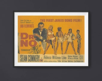 James Bond - Dr. No - 1962 Movie Poster starring Sean ConneryThe Rolling Poster House