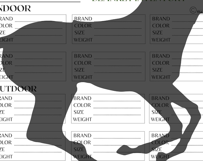 Horse Blanket Chart & Blanket Inventory Etsy